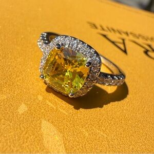 Radiant Yellow Gemstone Silver Ring